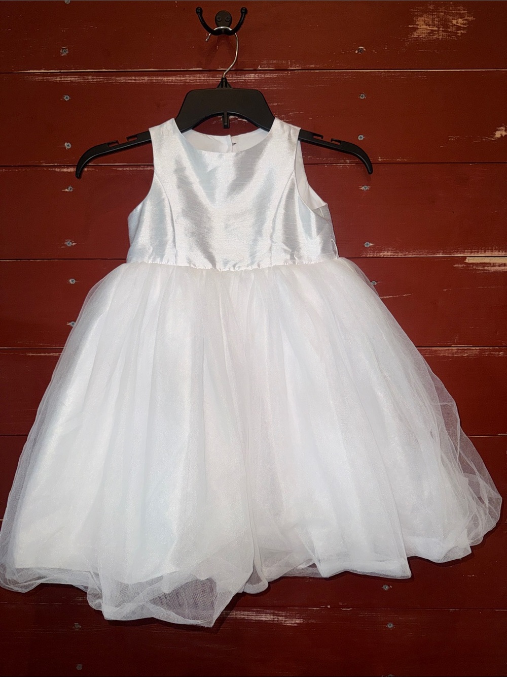 David's Bridal White Tulle Flower Girl Dress